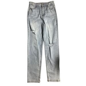 Vanilla Star Light Wash Mom Jeans Child Size 3 — Distressed, High Rise, Casual